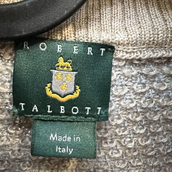 Robert Talbott Welby Sweater M Beige Blue Made in Italy Luxury 100% Merino Wool - Picture 6 of 9
